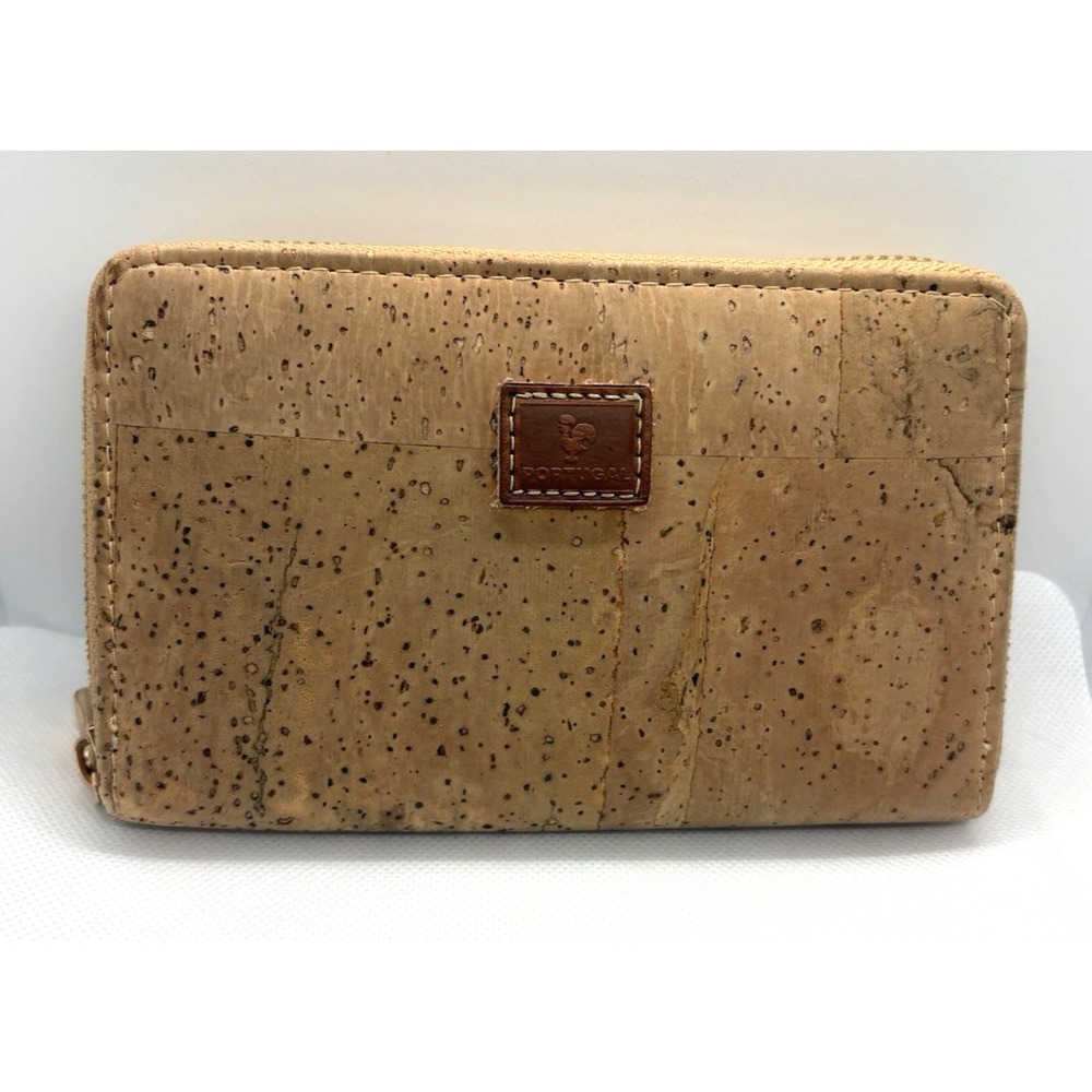 Portugal Cork Wallet Zip-Around Eco-Friendly Sustainable Vegan‎ Natural Boho